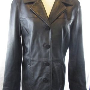 Nine West Womens Black Leather Jacket Medium